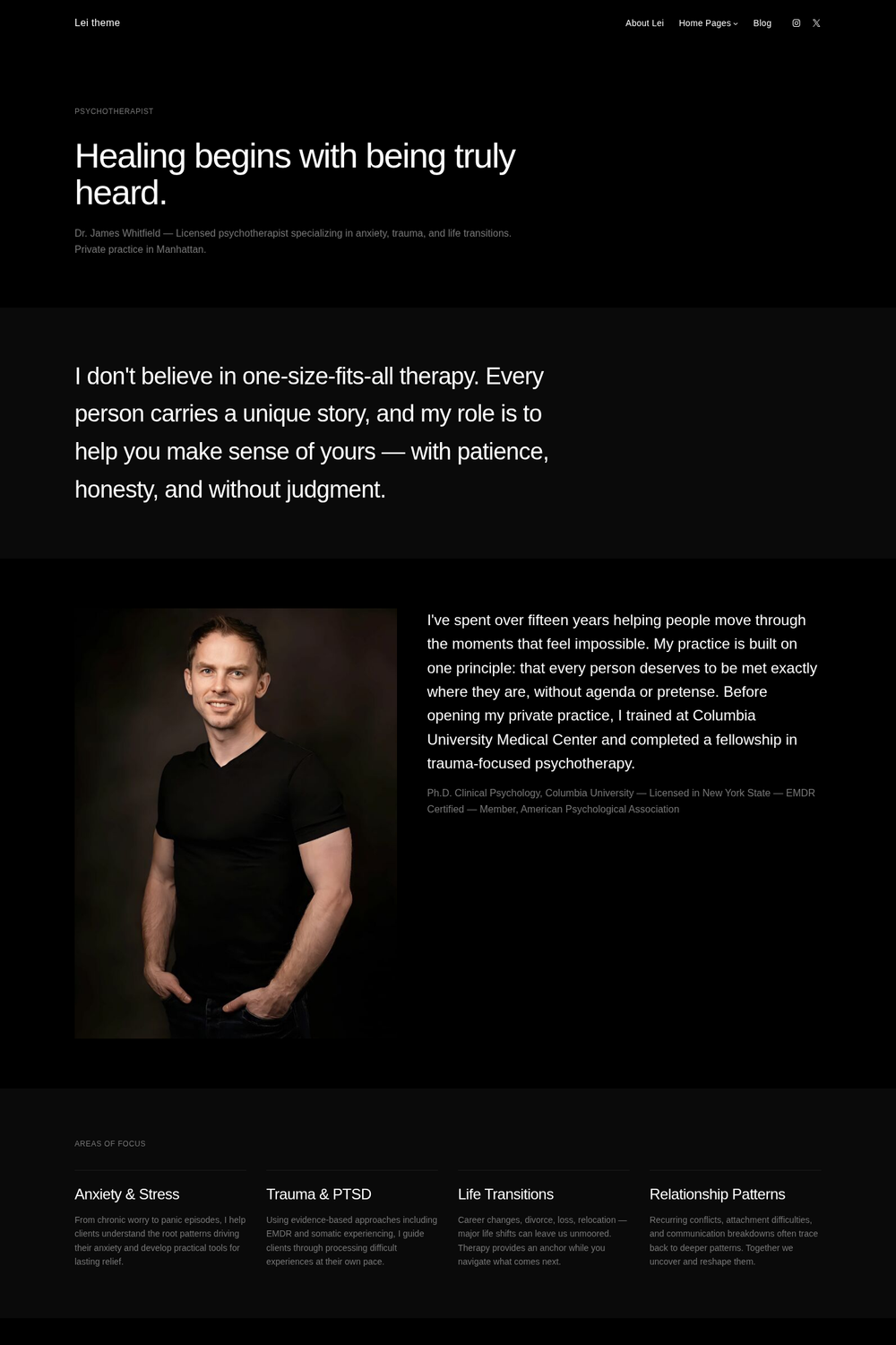 Lei Pro Therapist homepage