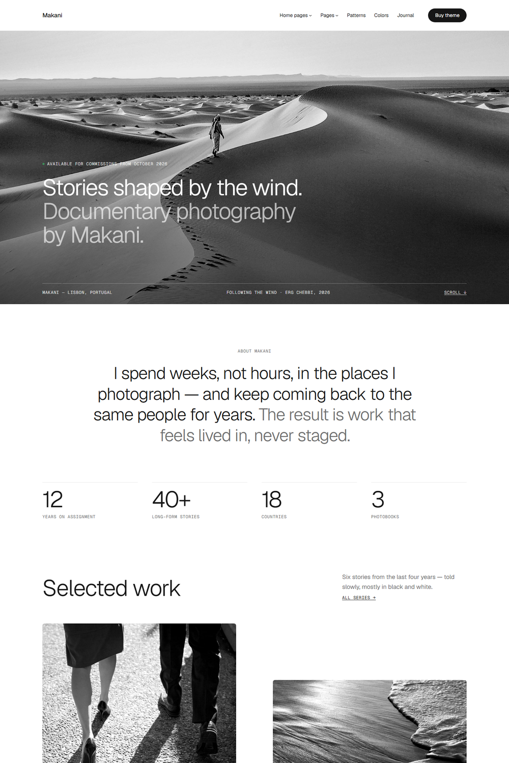Makani Pro Portfolio home page